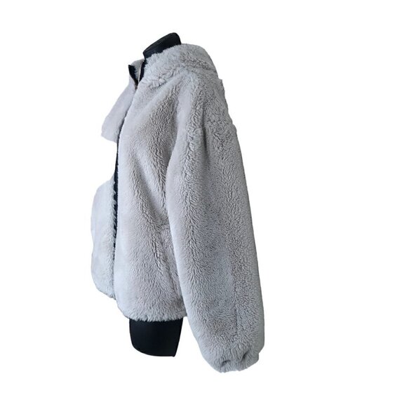 LUCKY Brand Zip Up Faux Fluffy Hooded Teddy Jacket Coat Size L - Picture 4 of 7